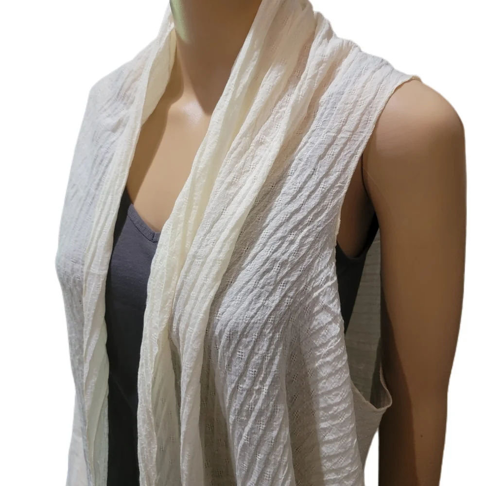 Ivory lightweight open Front linen sleeveless Lagenlook layering piece